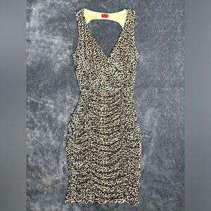 Ruby Rox white leopard rouched dress! Size L
